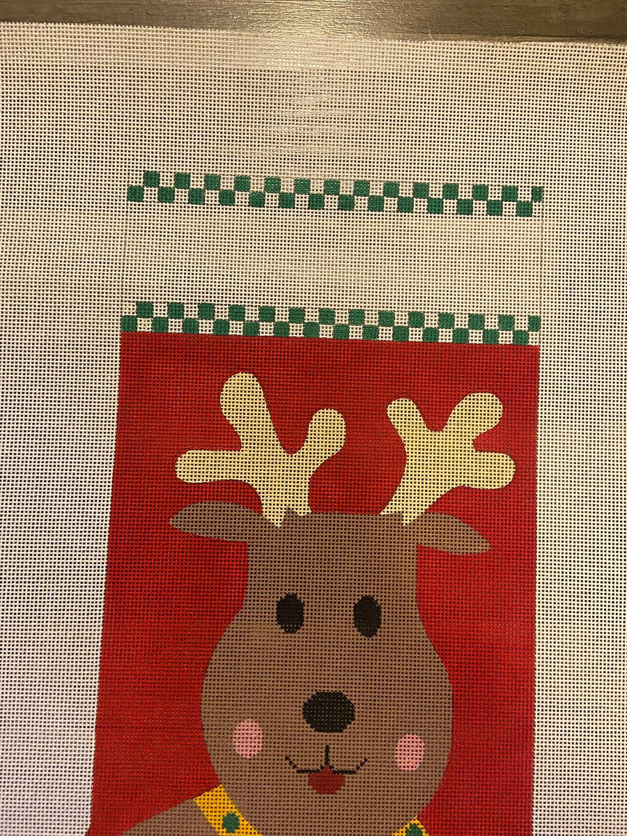 New Vintage MAP DESIGNS Mr Reindeer 154 Handpainted Needlepoint Christmas Stocking Canvas Canvas Embroidery Decor