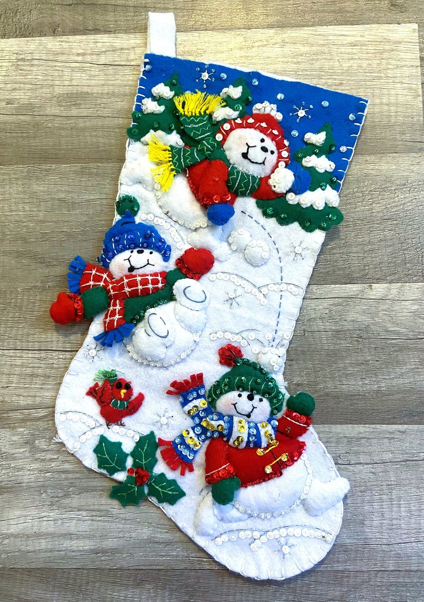 Christmas Stocking| FINISHED BUCILLA kit | Fun In The Snow Stocking | Custom Stockings | Stockings with Name | Personalized Stockings