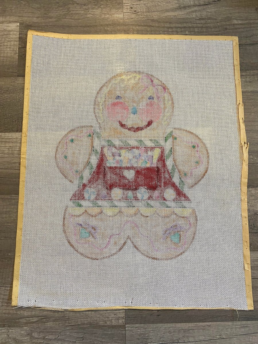 New Vintage A Collection of Designs GINGERBREAD Red Vest Handpainted Needlepoint Canvas Panel