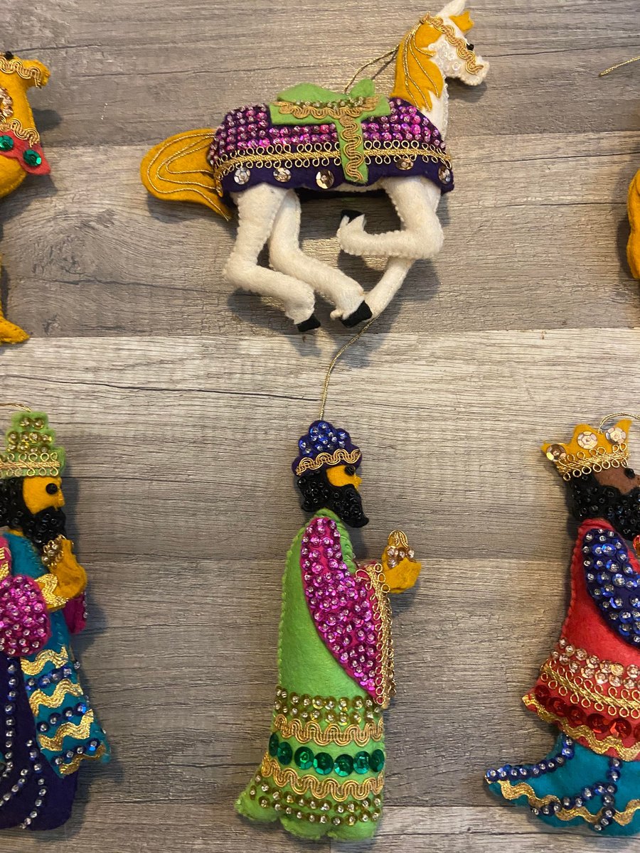 RARE Find LEE WARDS Felt Ornaments | 3 Three Wise Men | Vintage 1970's Finished Set | W/ Artisan's Personal Note!