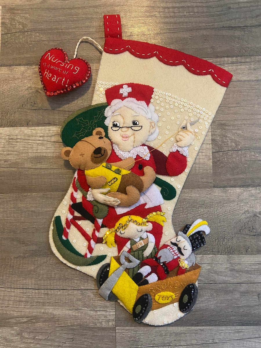 Custom Christmas Stocking | Merry Stockings | North Pole Nurse Mrs. Santa Claus | Stockings Wtih Name | Custom Stockings | Family Stockings