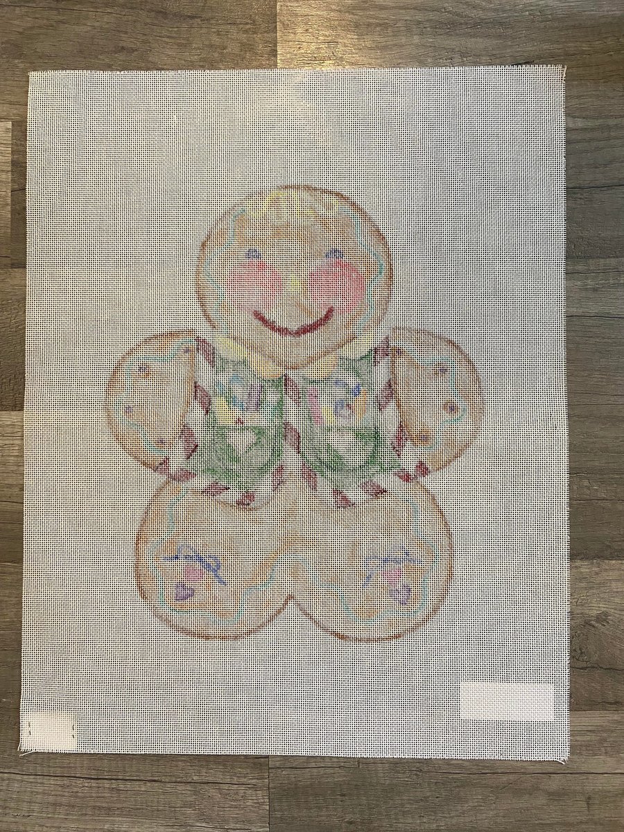 New Vintage A Collection of Designs GINGERBREAD Green Vest Handpainted Needlepoint Canvas #403 Janet Burnett Design Panel