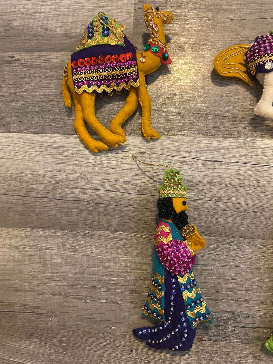 RARE Find LEE WARDS Felt Ornaments | 3 Three Wise Men | Vintage 1970's Finished Set | W/ Artisan's Personal Note!