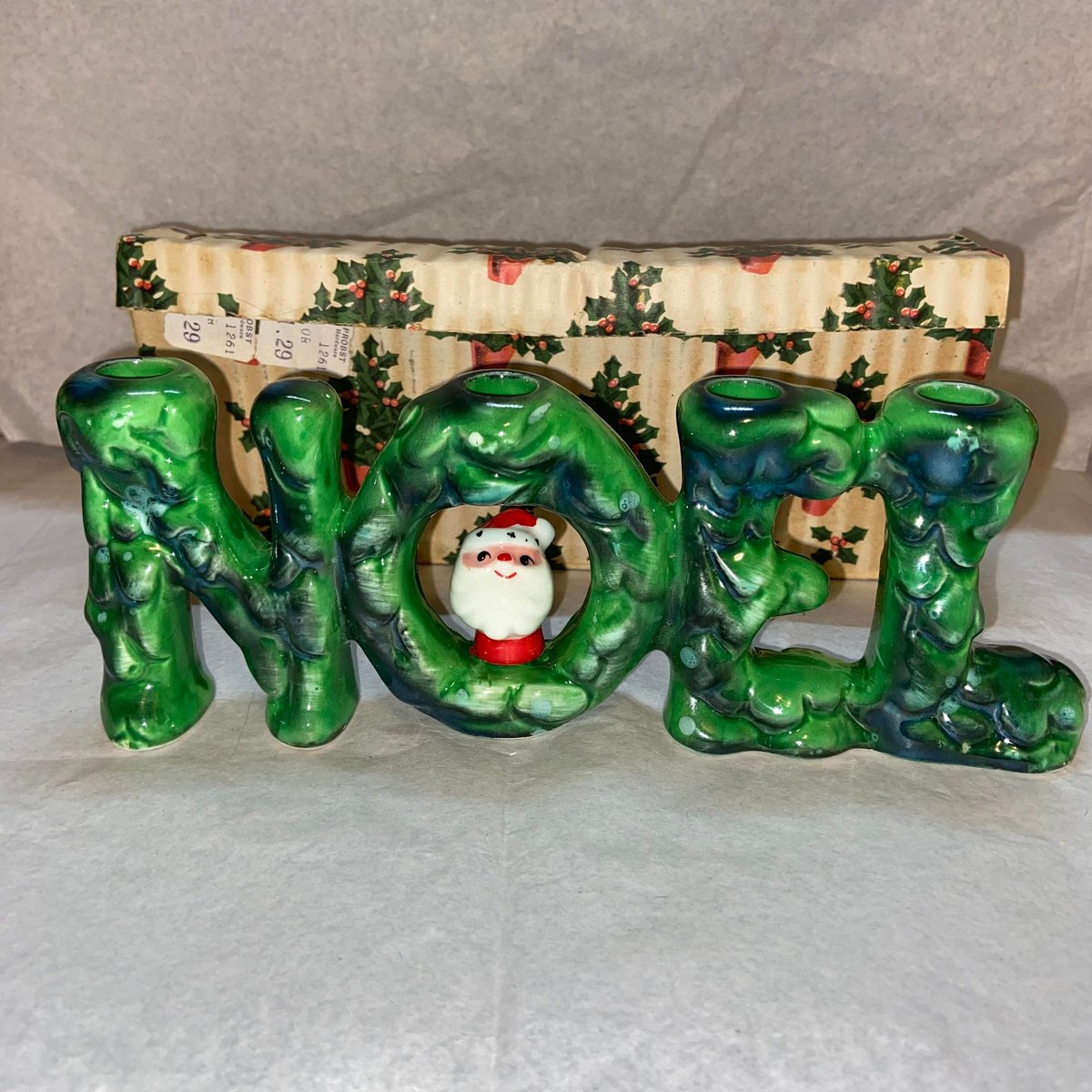 Rare MINT 1960 Vintage HOLT HOWARD Noel Santa Candleholder w/ Original Box