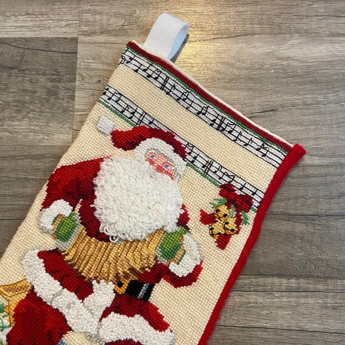 Christmas Stocking | Finished Vintage BUCILLA Kit | Musical Santa | Christmas Needlepoint Stocking | Custom Stocking | Personalized Stocking