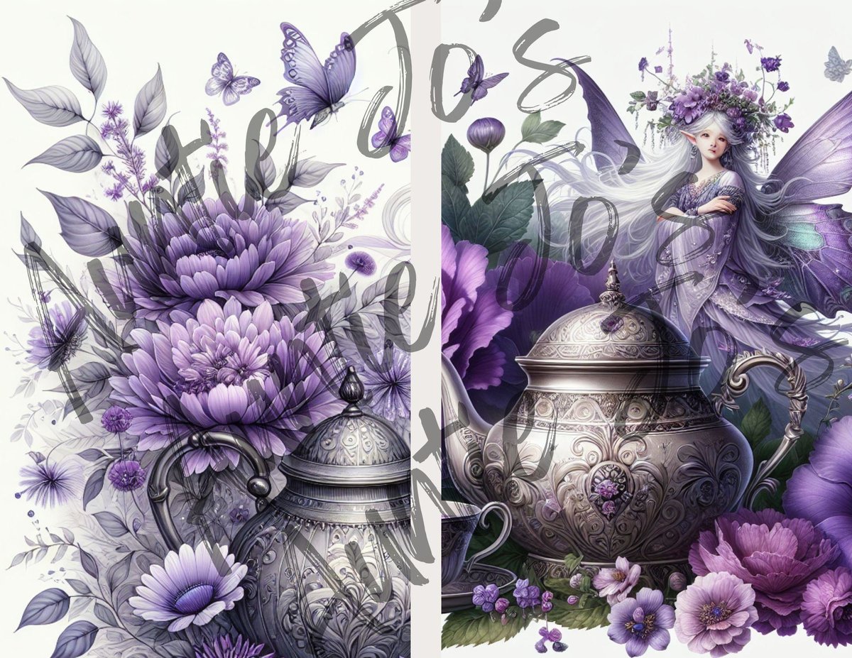 Fairies Junk Journal, Purple Junk Journal Kit, Digital Papers, Instant Printable Paper, Fairy Digital Paper Kit, PDF & PNG Files
