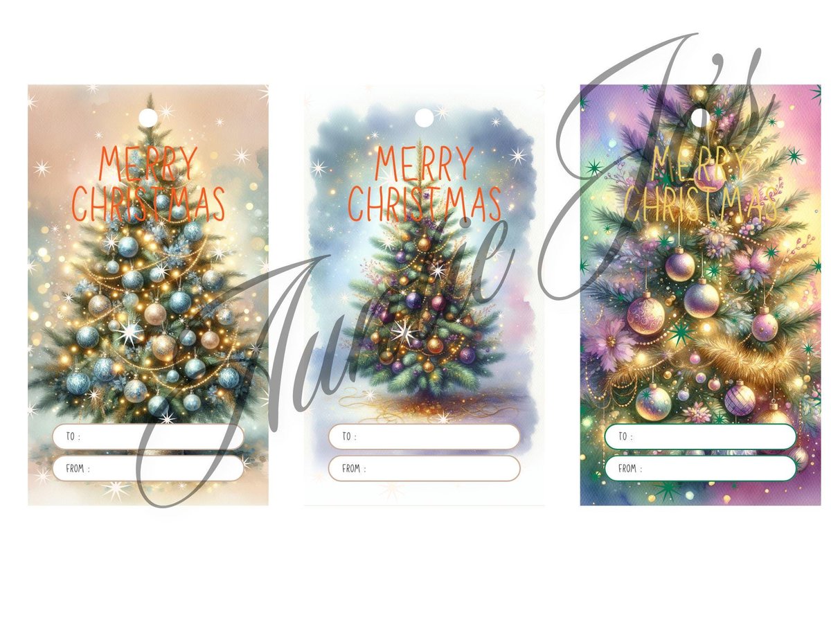 Easy EDITABLE Christmas Gift Tags, Christmas Tree Holiday Gift Tag Template, Personalized Christmas Tag 2 x 3.5", PDF Format