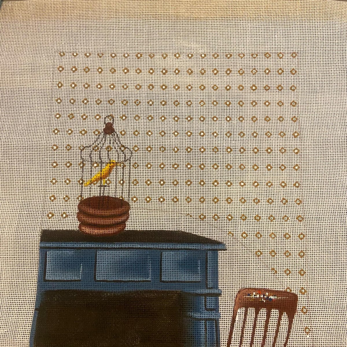 New Vintage 1980s LEIGH Designs Goose Stocking Needlepoint Christmas Stocking Canvas Fireplace Bird Holiday Stocking
