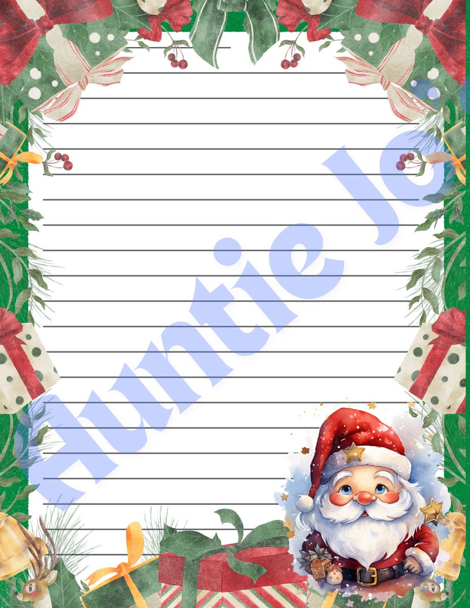 Printable Christmas Stationary - Christmas Letter Paper - Santa Claus Printables - Christmas Instant Digital Download - Holiday Letterhead