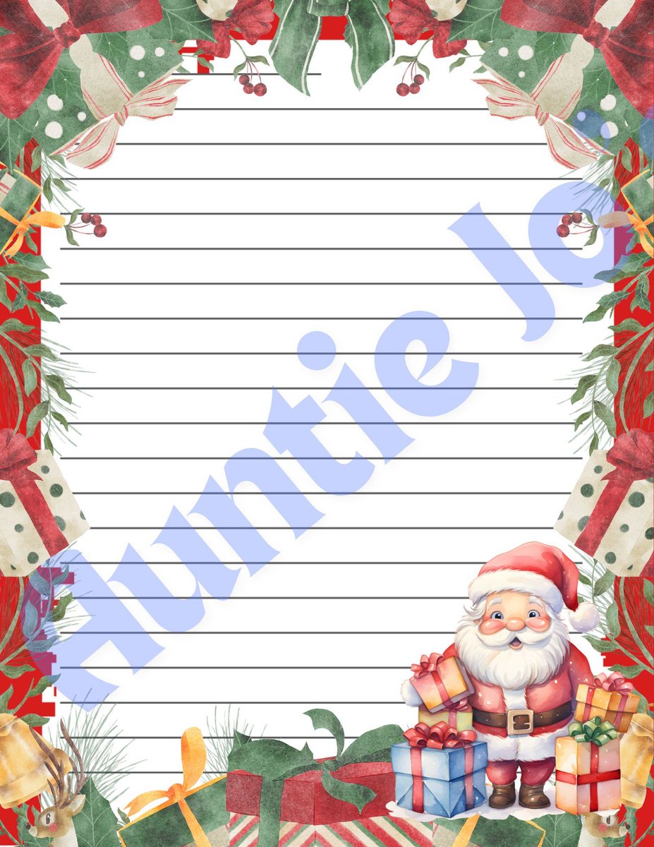 Printable Christmas Stationary - Christmas Letter Paper - Santa Claus Printables - Christmas Instant Digital Download - Holiday Letterhead