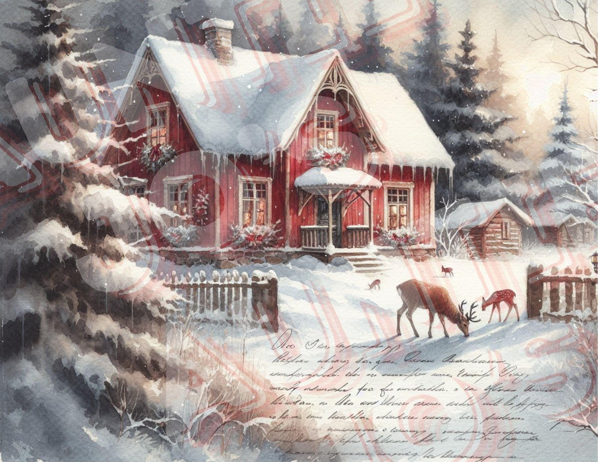 Christmas Printable Pages, Deer, Farm Rustic Vintage Holidays, Junk Journals, Vintage Scrapbooks, Digital Junk Journal, PNG & PDF Files