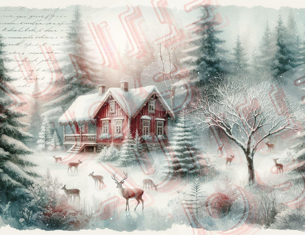 Christmas Printable Pages, Deer, Farm Rustic Vintage Holidays, Junk Journals, Vintage Scrapbooks, Digital Junk Journal, PNG & PDF Files