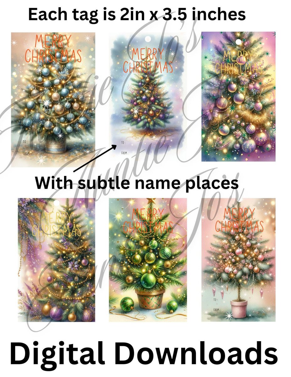 Easy EDITABLE Christmas Gift Tags, Christmas Tree Holiday Gift Tag Template, Personalized Christmas Tag 2 x 3.5", PDF Format