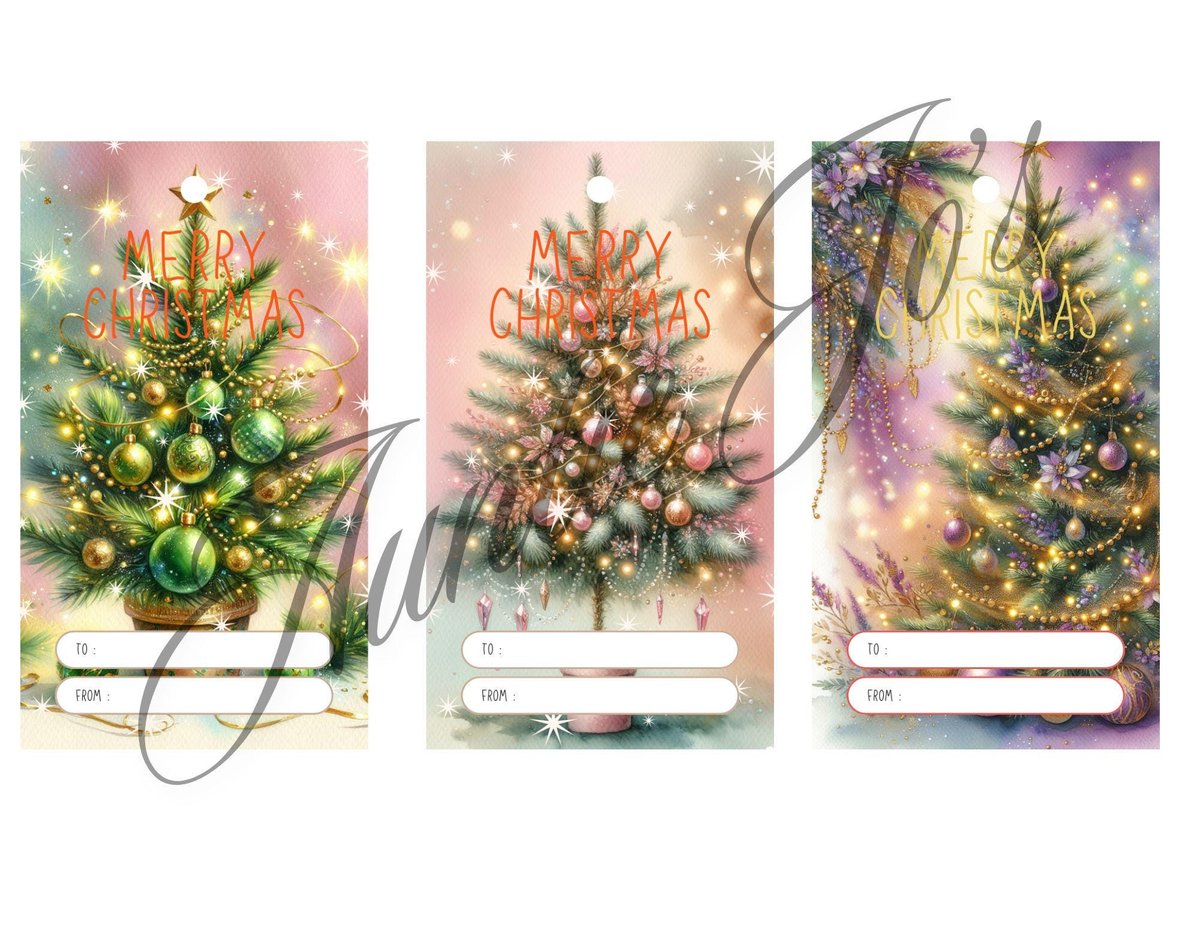 Easy EDITABLE Christmas Gift Tags, Christmas Tree Holiday Gift Tag Template, Personalized Christmas Tag 2 x 3.5", PDF Format