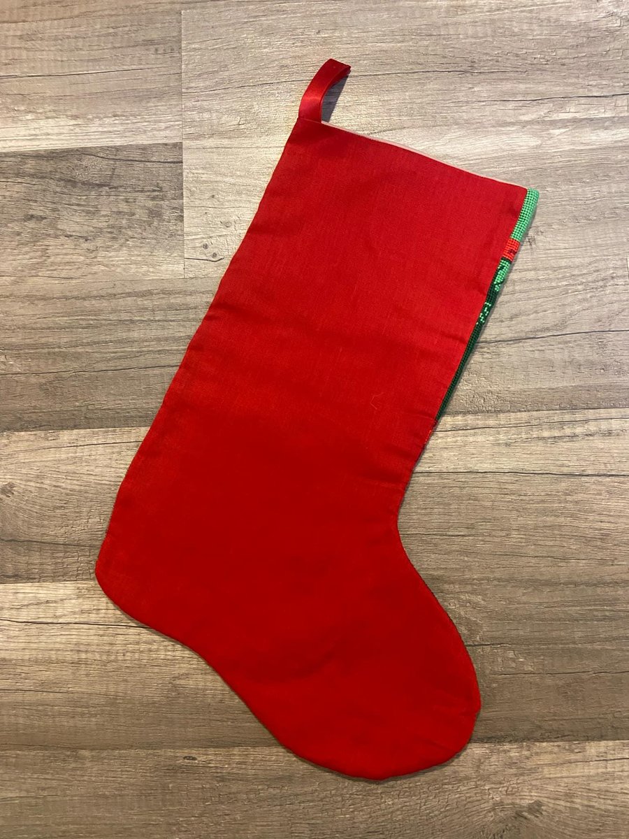 Handmade Christmas Stocking, NEW Vintage Candamar Designs, Santa & Teddy Bear, Something Special Holiday Stocking, Personalized Stocking