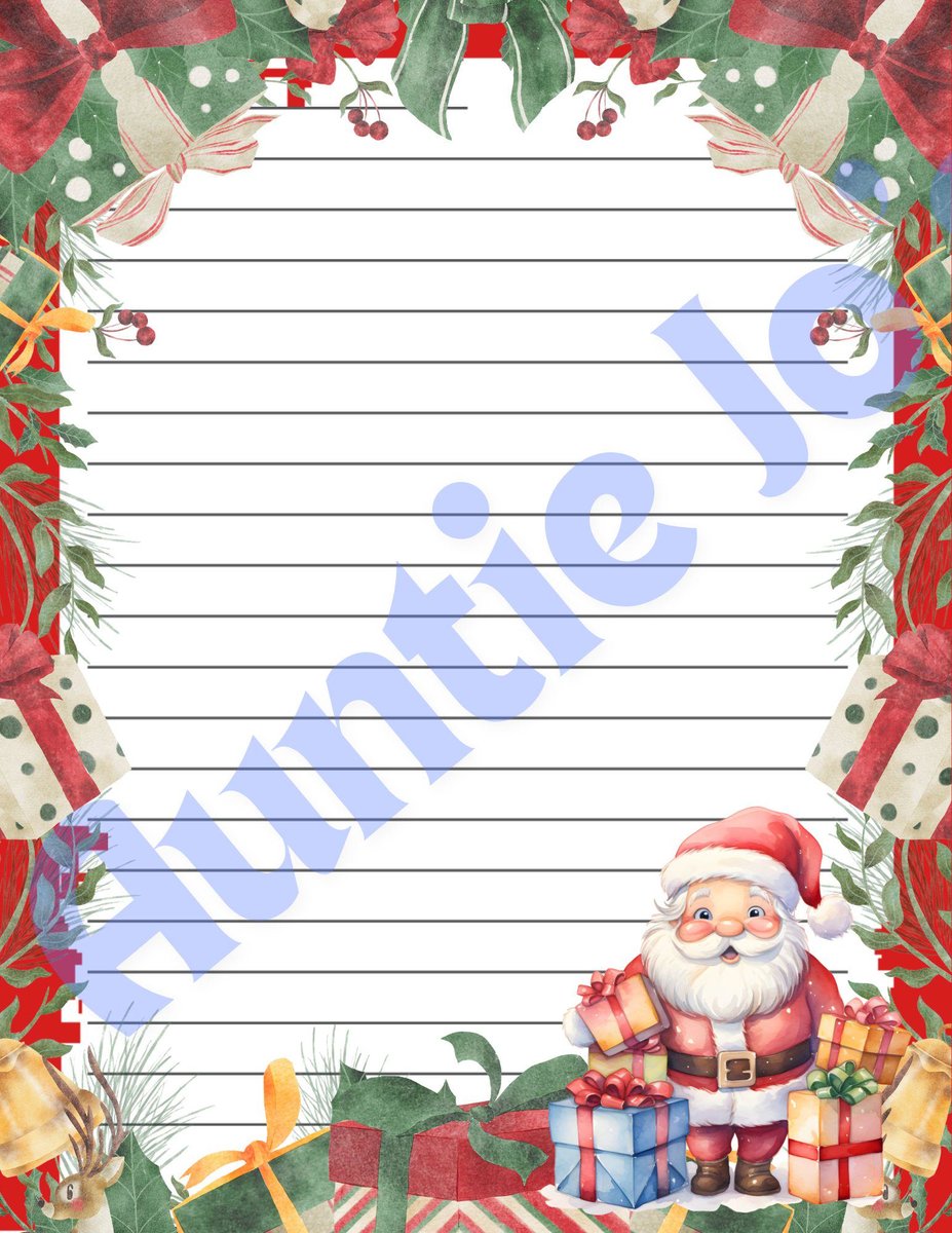 Printable Christmas Stationary - Christmas Letter Paper - Santa Claus Printables - Christmas Instant Digital Download - Holiday Letterhead