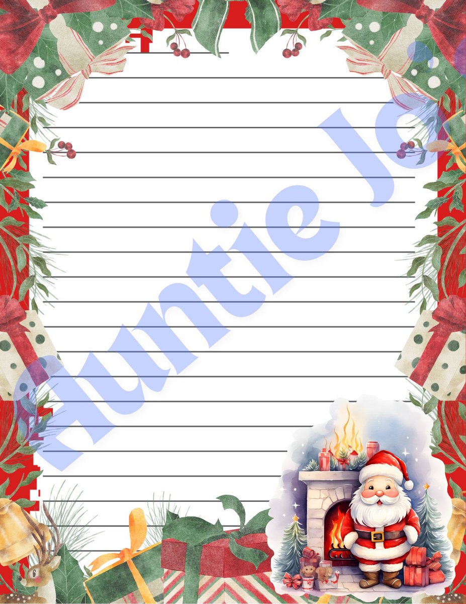 Printable Christmas Stationary - Christmas Letter Paper - Santa Claus Printables - Christmas Instant Digital Download - Holiday Letterhead