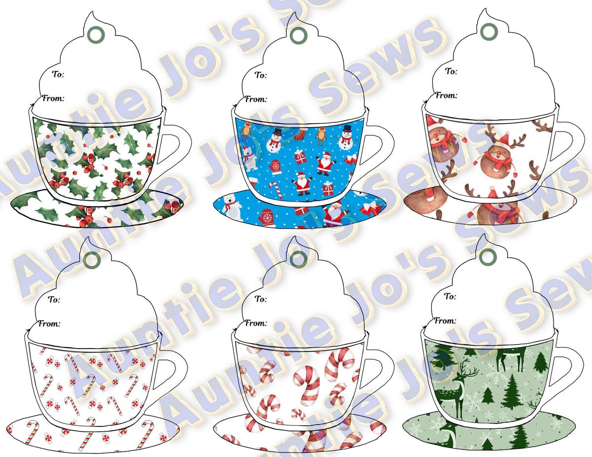 Christmas Gift Tags, Holiday Gift Tags, Christmas Tags, Whipped Cream Coffee Cup Printables, Junk Journal, Holiday Tags, Instant Download