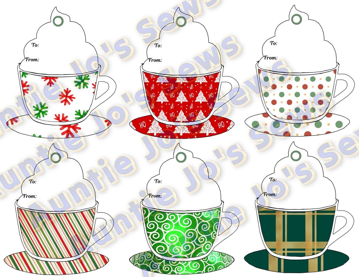 Christmas Gift Tags, Holiday Gift Tags, Christmas Tags, Whipped Cream Coffee Cup Printables, Junk Journal, Holiday Tags, Instant Download