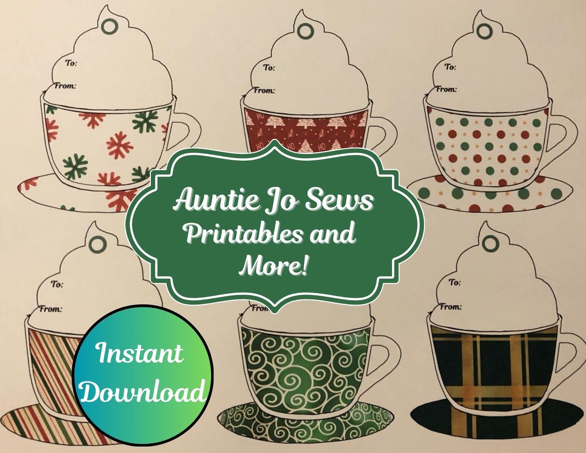Christmas Gift Tags, Holiday Gift Tags, Christmas Tags, Whipped Cream Coffee Cup Printables, Junk Journal, Holiday Tags, Instant Download