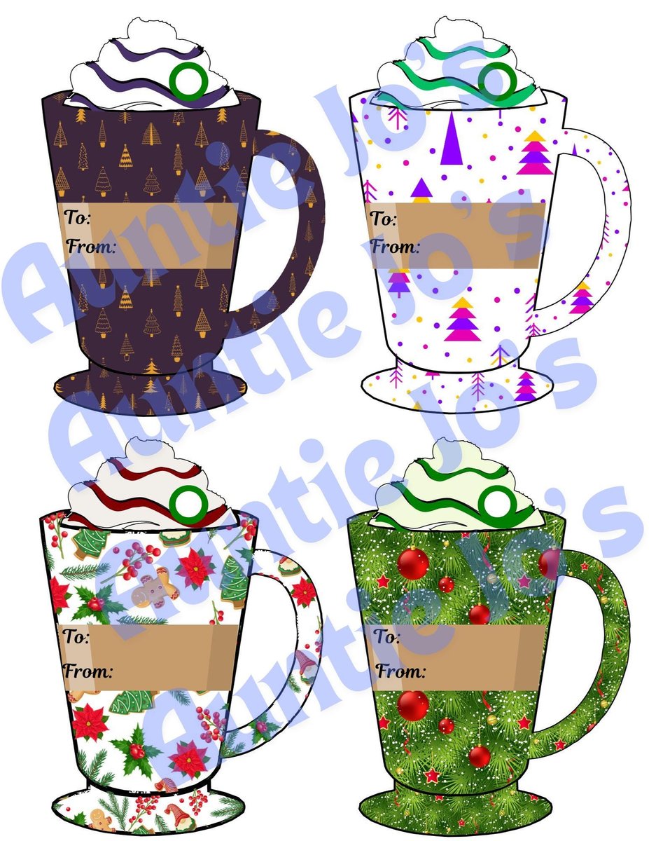 Large Christmas Gift Tags, Holiday Gift Tags, Christmas Tags, Coffee Drink Cup Printables, Junk Journal, Holiday Tags, Instant Download