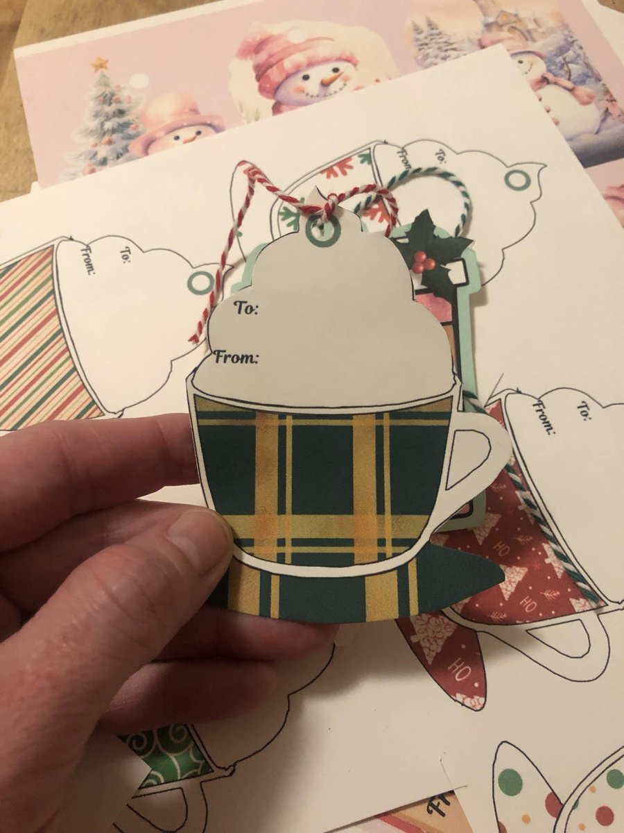 Christmas Gift Tags, Holiday Gift Tags, Christmas Tags, Whipped Cream Coffee Cup Printables, Junk Journal, Holiday Tags, Instant Download