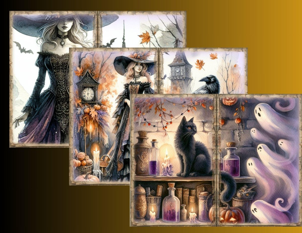 Halloween Junk Journal Kit, Vintage Halloween Junk Journal Pages, Halloween Printables, Digital Download, Tags, Autumn, Ephemera
