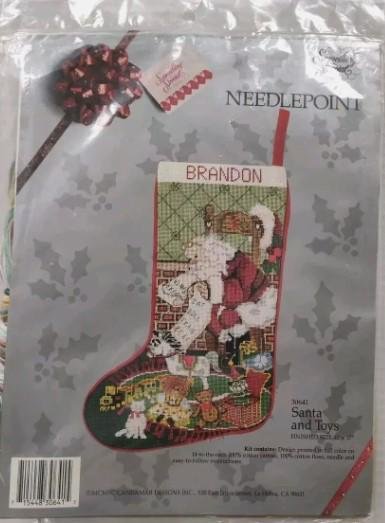 Custom Christmas Stocking, NEW Vintage 1990 Candamar Designs, Santa & Toys 30641 Something Special Holiday Stocking, Personalized Stocking