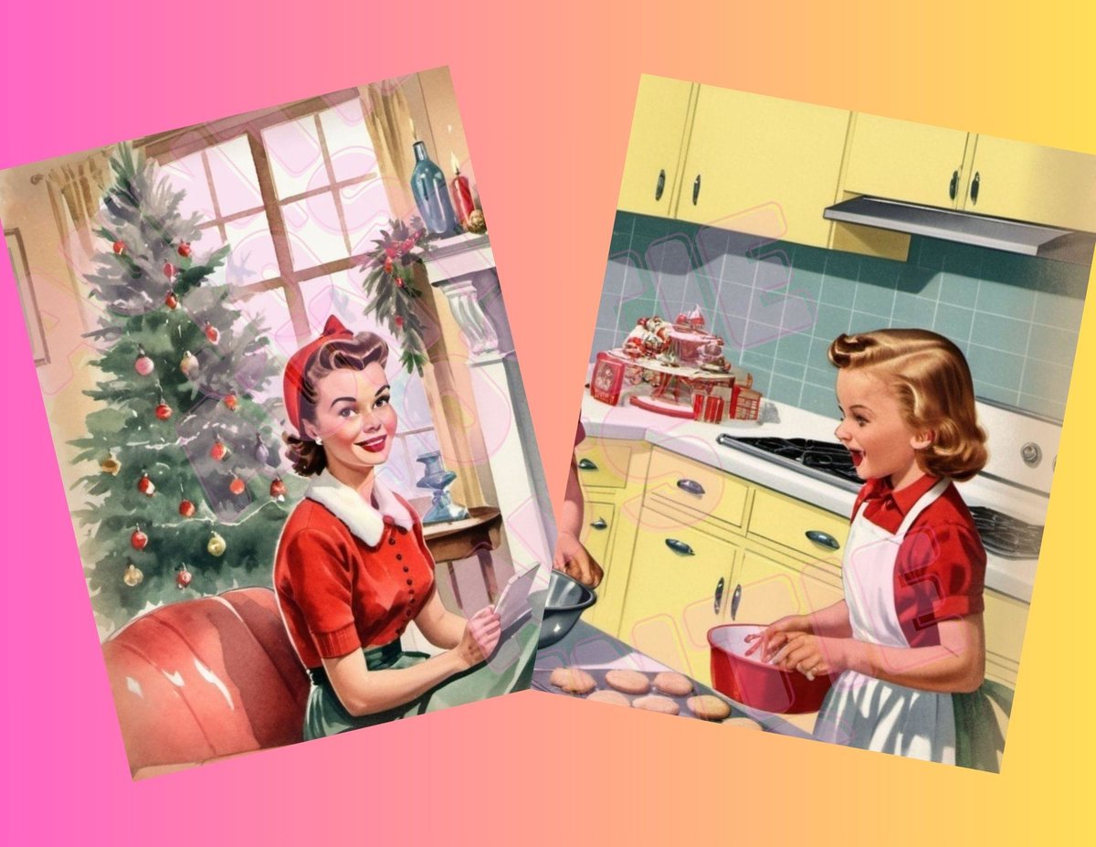 Christmas Junk Journal Kit, Retro Christmas Printables, 1950's Vintage Ladies, Printable Christmas Digital Instant Download, 12 Designs!