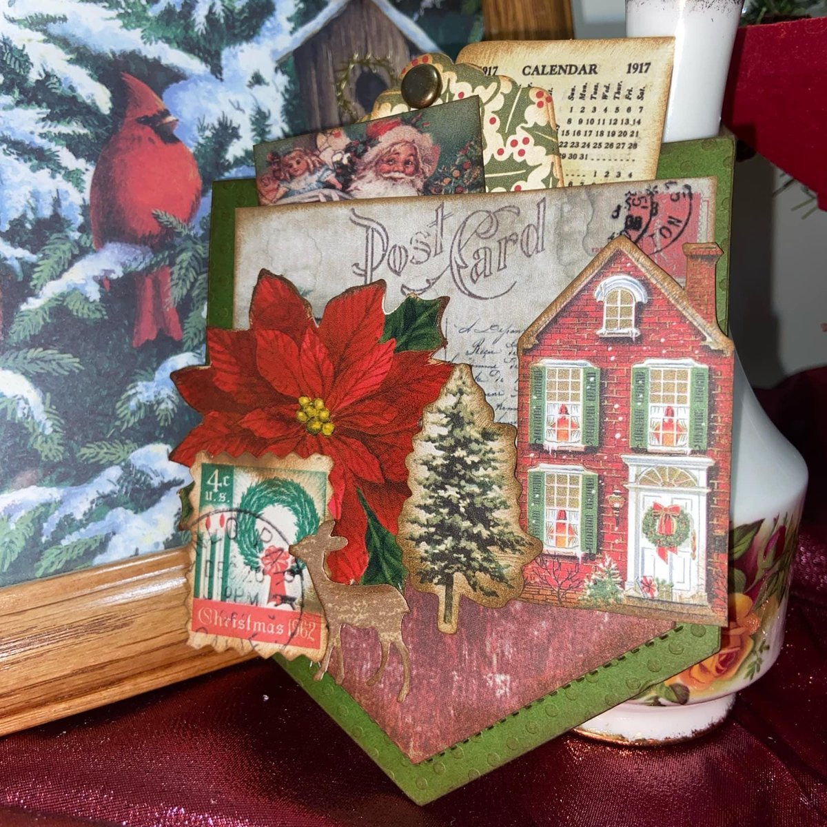Vintage Christmas Pockets , Loaded Junk Journal Pockets, Journal Supplies, Handmade Scrapbooking Ephemera, Vintage Holidays, Ready to Ship!