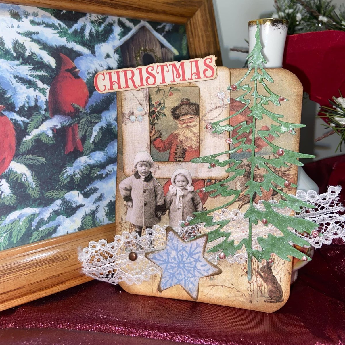 Retro Christmas Pockets , Loaded Junk Journal Pockets, Handmade Journal Supplies, Vintage Scrapbooking Ephemera, Ready to Ship!