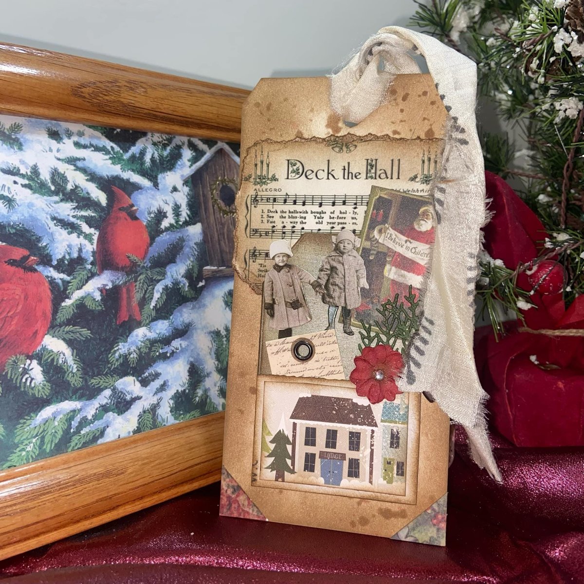 Vintage Christmas Gift Tags, Loaded Junk Journal Tags, Handmade Journal Supplies, Retro Scrapbooking Ephemera, Holiday Tag, Ready to Ship!