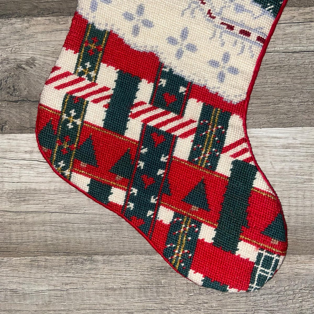 Vintage 1980's Retro Christmas Stocking Finished Handmade BUCILLA Toy Bears Needlepoint Holiday Stocking 60660 Holiday Decor