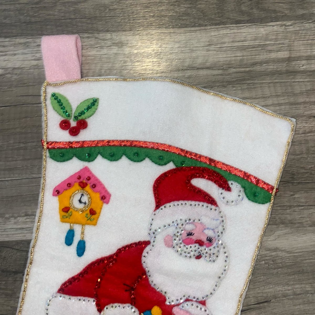 Finished JUMBO Christmas Stocking, Bucilla SANTA TRAIN 20" Embroidered Stockings, Traditional Stockings, Holiday Decor