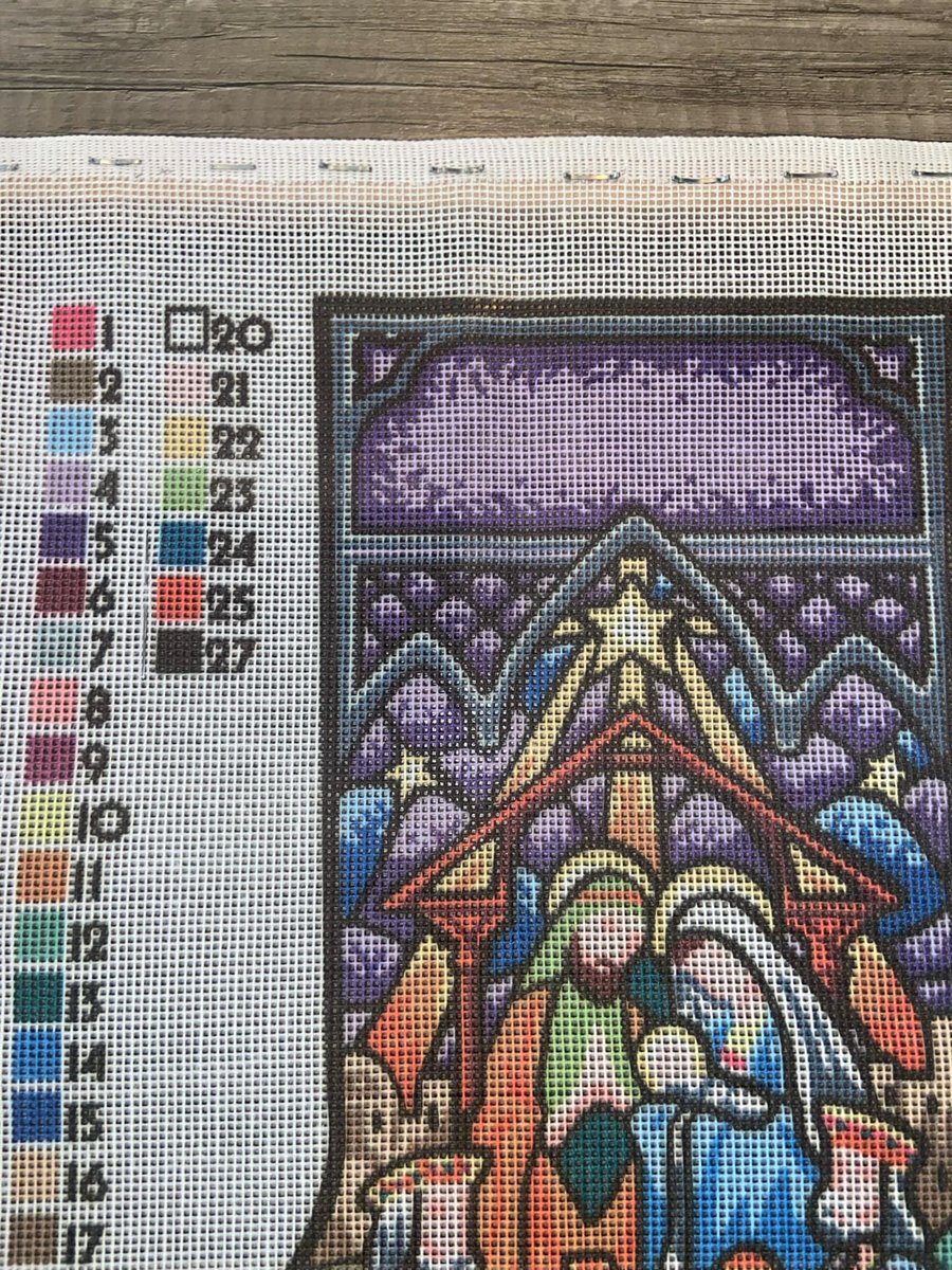 New Dimensions 1994 NATIVITY STOCKING Kit 9092 *Pre-Mounted* Holy Family Wise Men Decor DIY Stitch Kit
