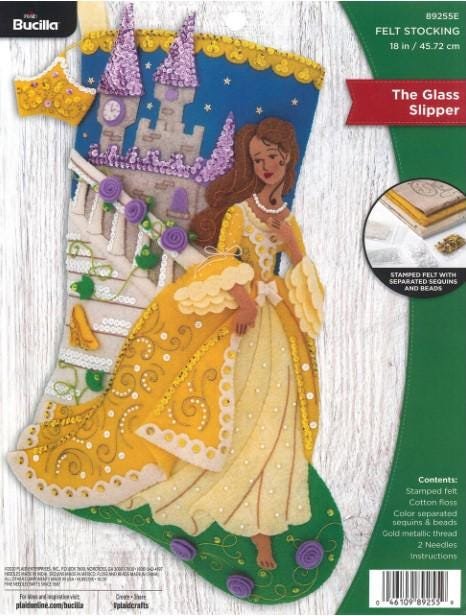 New Christmas Stocking, Finished Bucilla Kit, Handmade THE GLASS SLIPPER, Holiday Stockings #89255E Stockings with Name