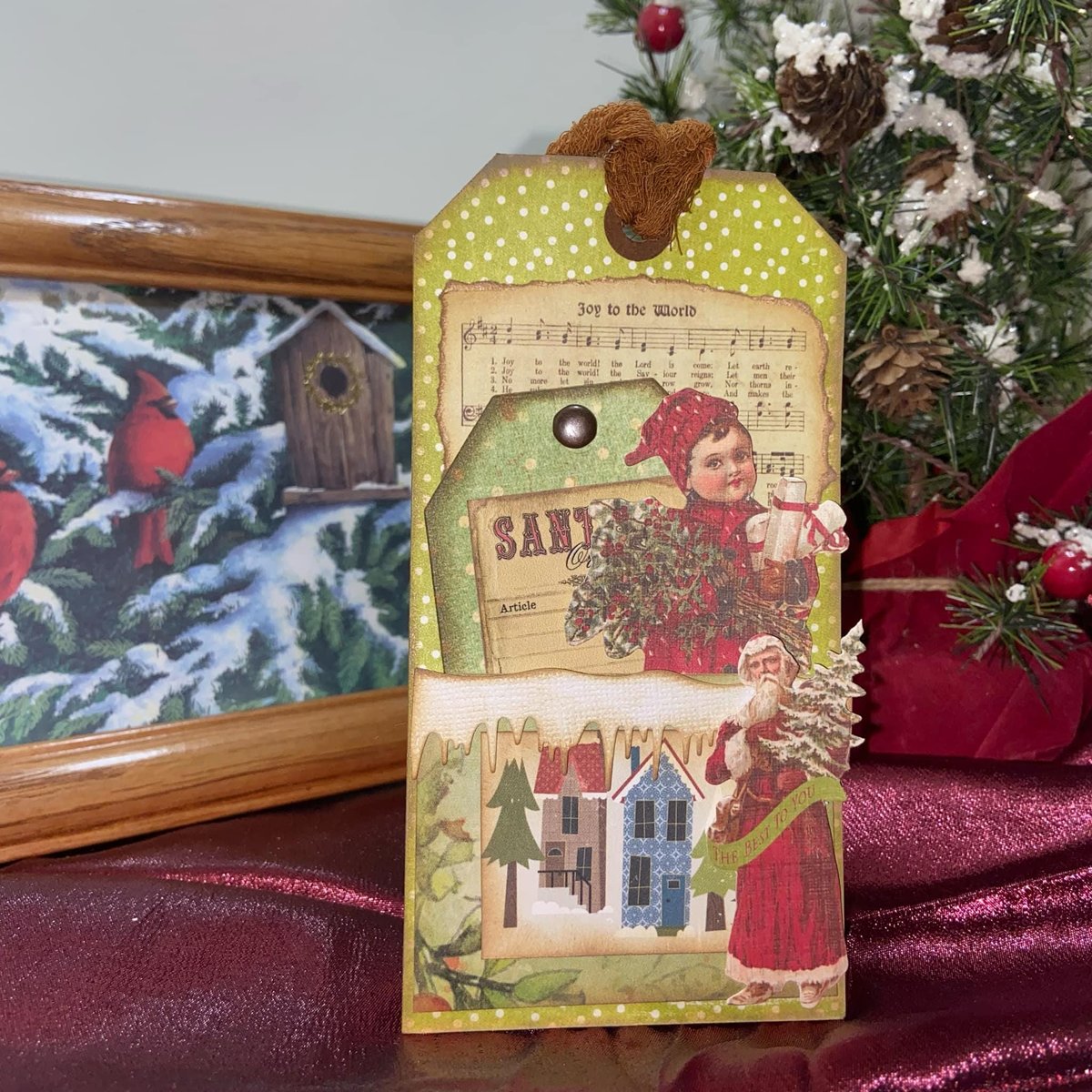 Vintage Christmas Gift Tags, Loaded Junk Journal Tags, Handmade Scrapbooking Ephemera, Retro Holiday Tag, Journal Supplies, Ready to Ship!