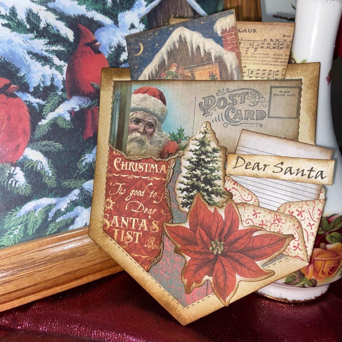Vintage Christmas Pockets , Loaded Junk Journal Pockets, Journal Supplies, Handmade Scrapbooking Ephemera, Vintage Holidays, Ready to Ship!