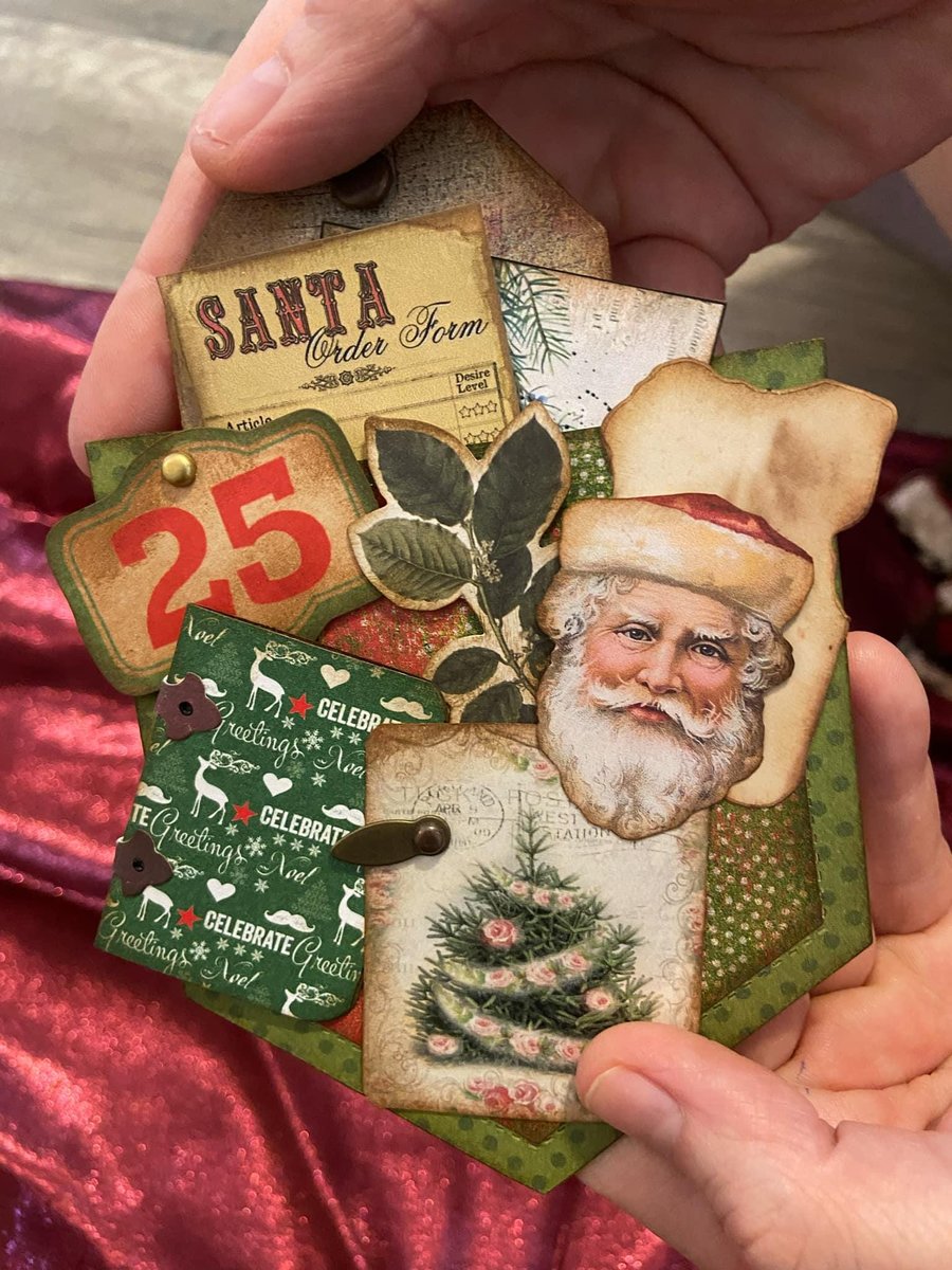 Retro Christmas Pockets , Loaded Junk Journal Pockets, Handmade Journal Supplies, Vintage Scrapbooking Ephemera, Ready to Ship!