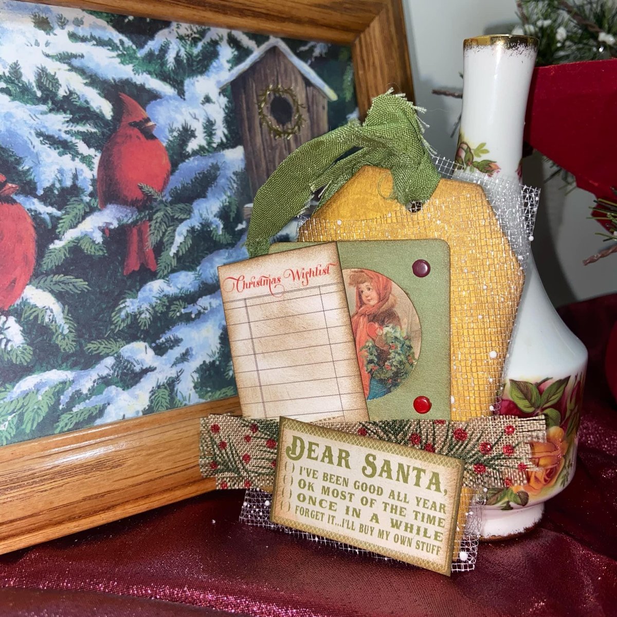 Retro Christmas Pockets , Loaded Junk Journal Pockets, Handmade Journal Supplies, Vintage Scrapbooking Ephemera, Ready to Ship!