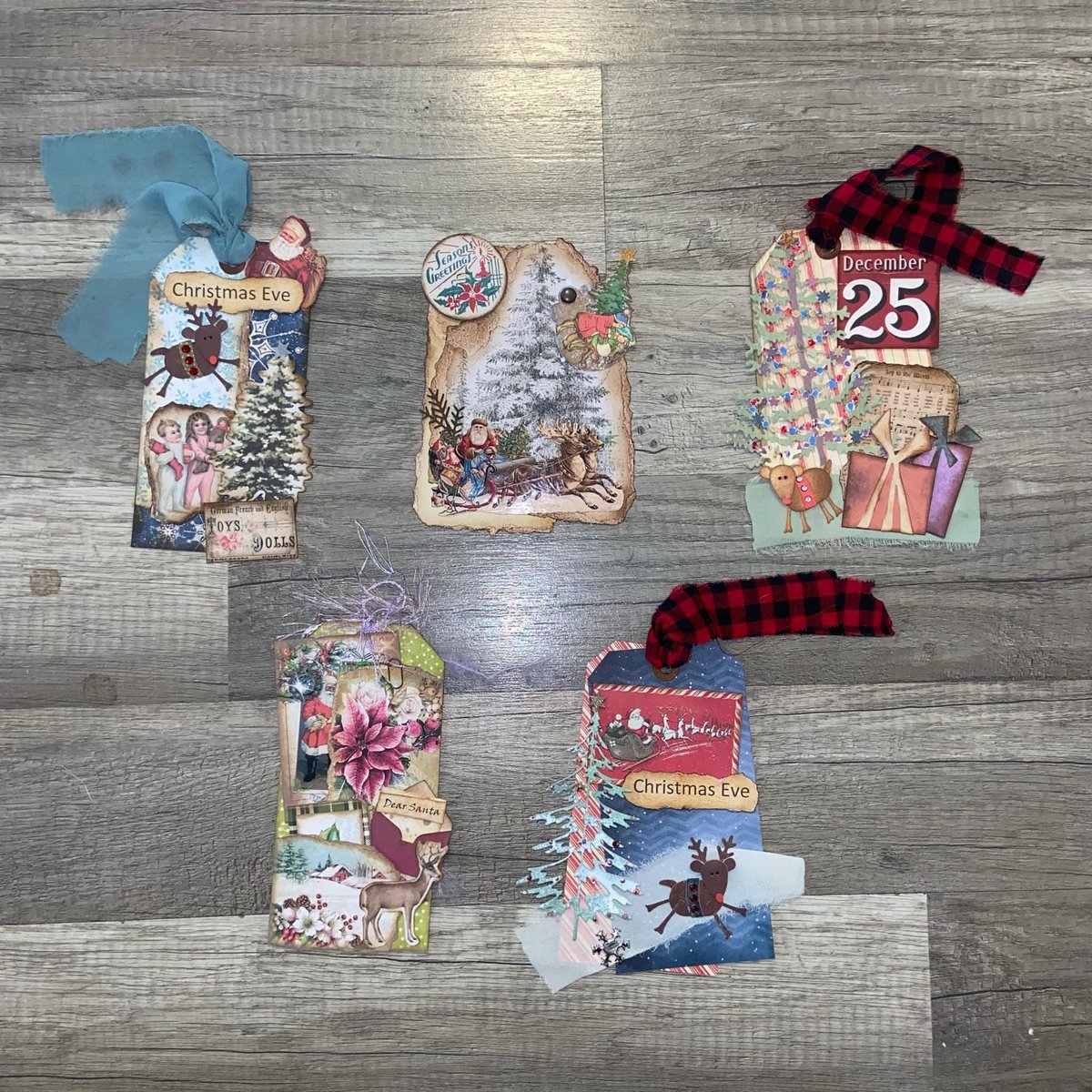 Vintage Christmas Gift Tags, Loaded Junk Journal Tags, Handmade Journal Supplies, Retro Scrapbooking Ephemera, Holiday Tag, Ready to Ship!