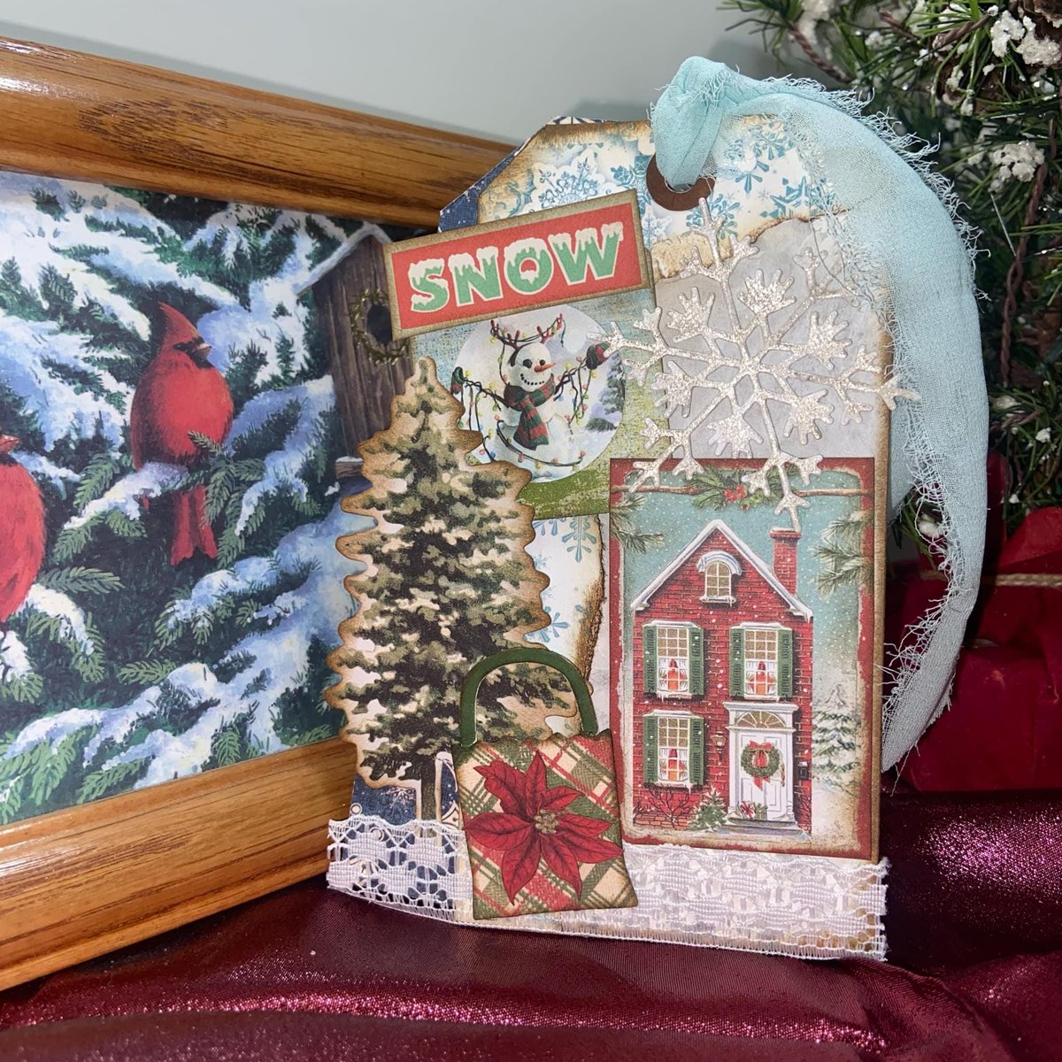 Vintage Christmas Gift Tags, Loaded Junk Journal Tags, Handmade Journal Supplies, Retro Scrapbooking Ephemera, Holiday Tag, Ready to Ship!
