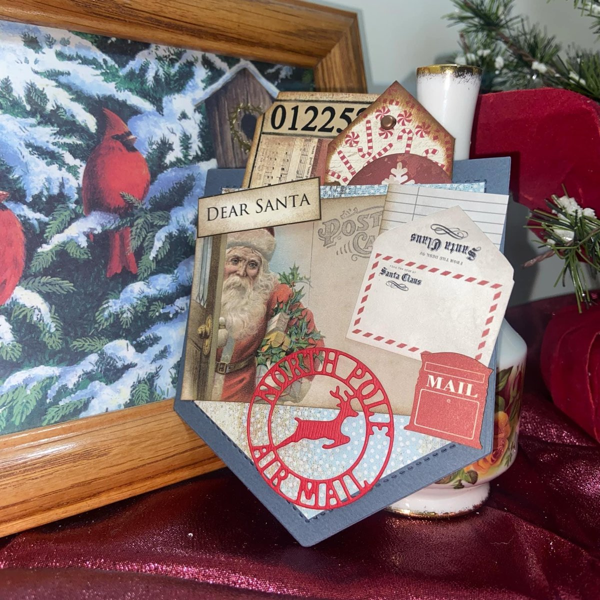 Handmade Christmas Pockets , Loaded Junk Journal Pockets, Journal Supplies, Vintage Scrapbooking Ephemera, Vintage Holidays, Ready to Ship!