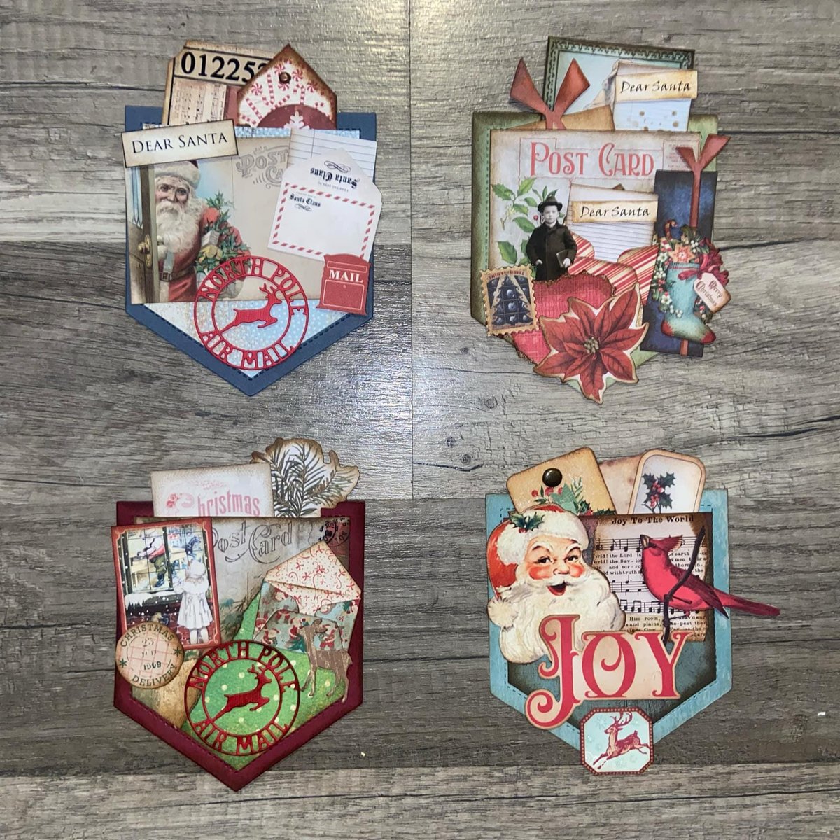 Handmade Christmas Pockets , Loaded Junk Journal Pockets, Journal Supplies, Vintage Scrapbooking Ephemera, Vintage Holidays, Ready to Ship!