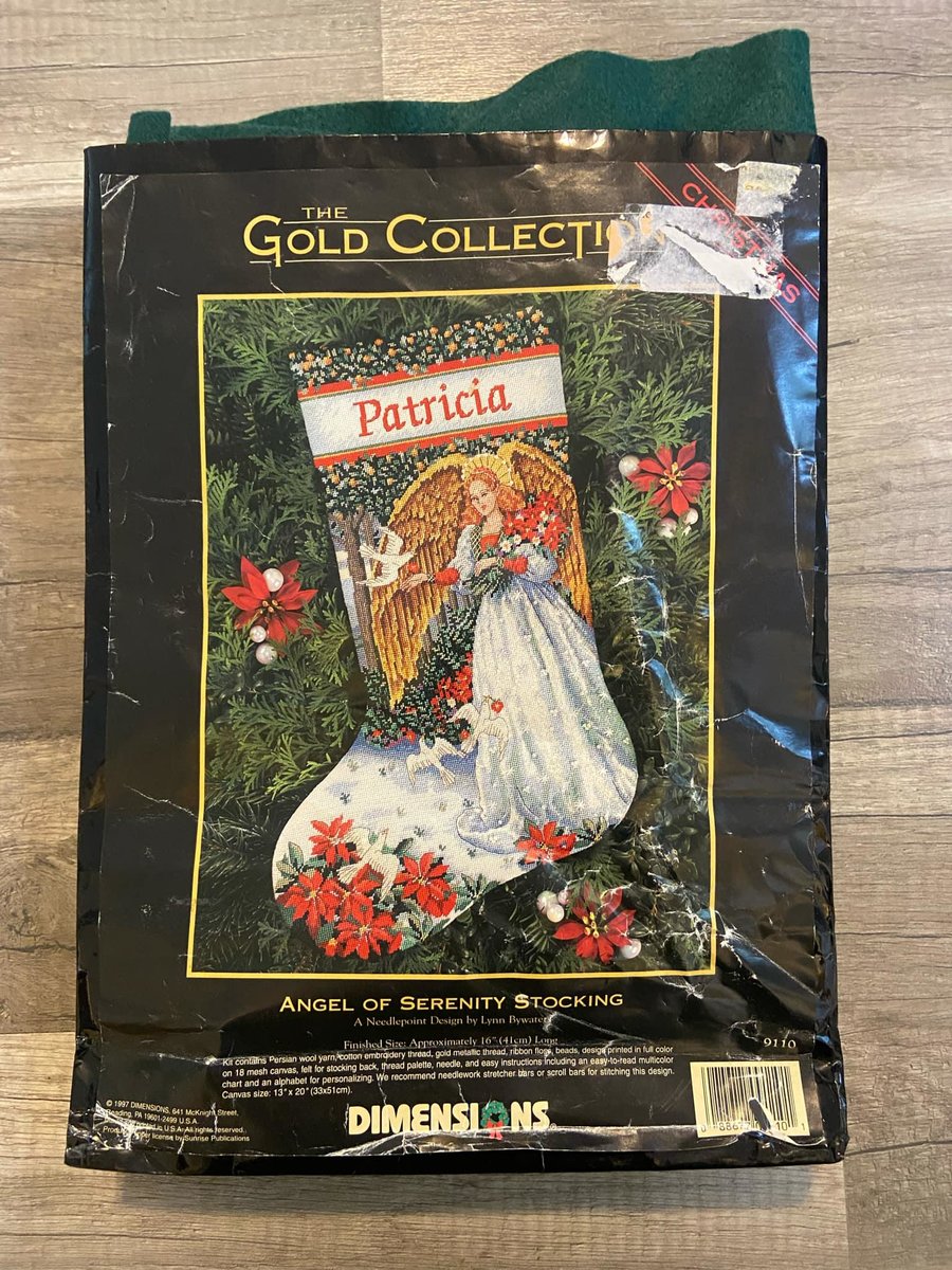 Dimensions 1997 Angel of Serenity Kit 9110 Needlepoint Canvas Christmas Angel Dove Flowers Decor DIY Stitch Kit *OPEN*