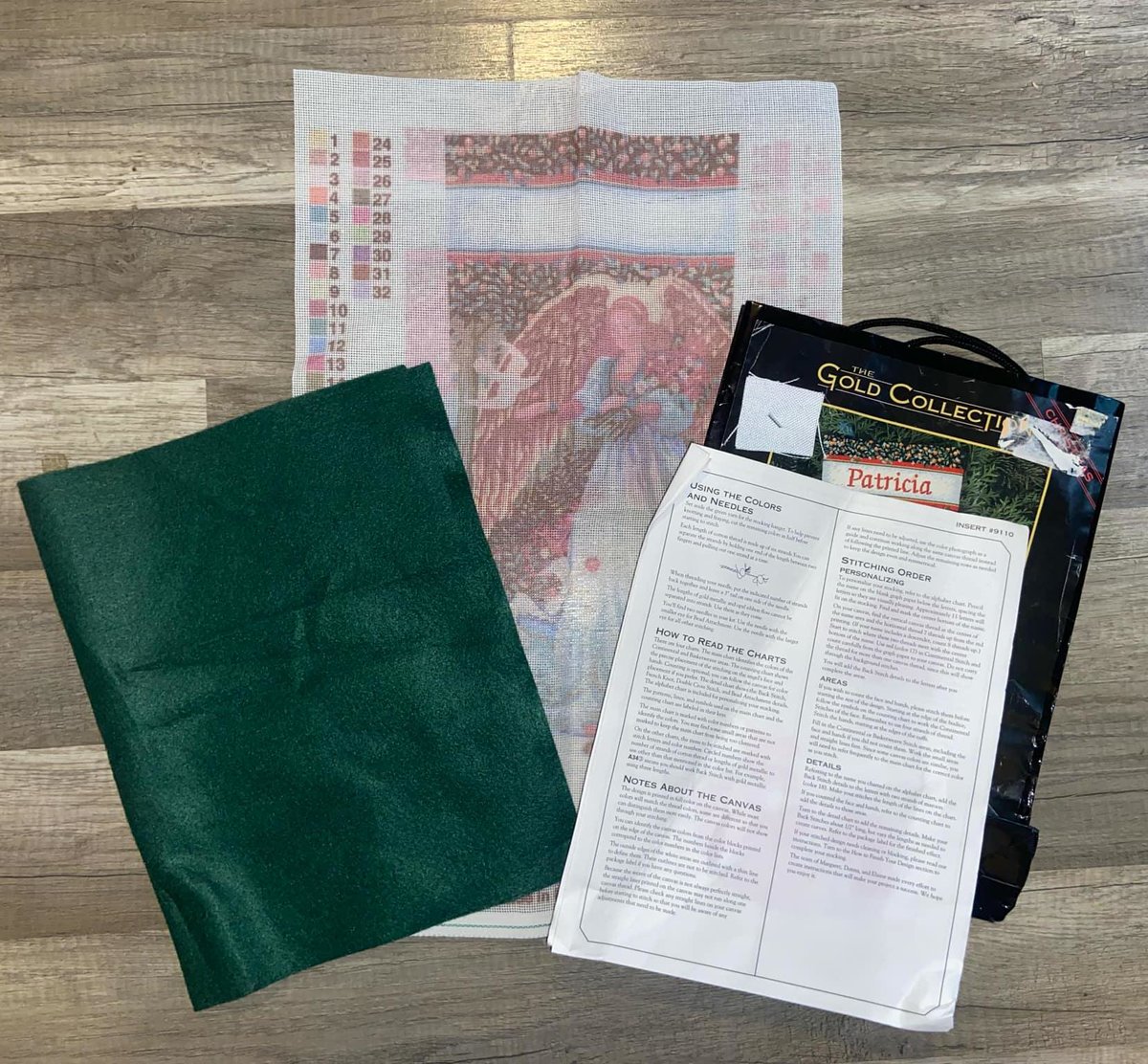 Dimensions 1997 Angel of Serenity Kit 9110 Needlepoint Canvas Christmas Angel Dove Flowers Decor DIY Stitch Kit *OPEN*