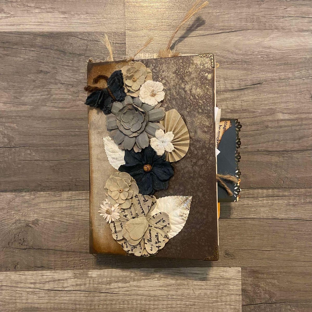 Vintage Old World Junk Journal, Flower Handmade Journal Pages, Custom Journals, Writing, Reading Journals