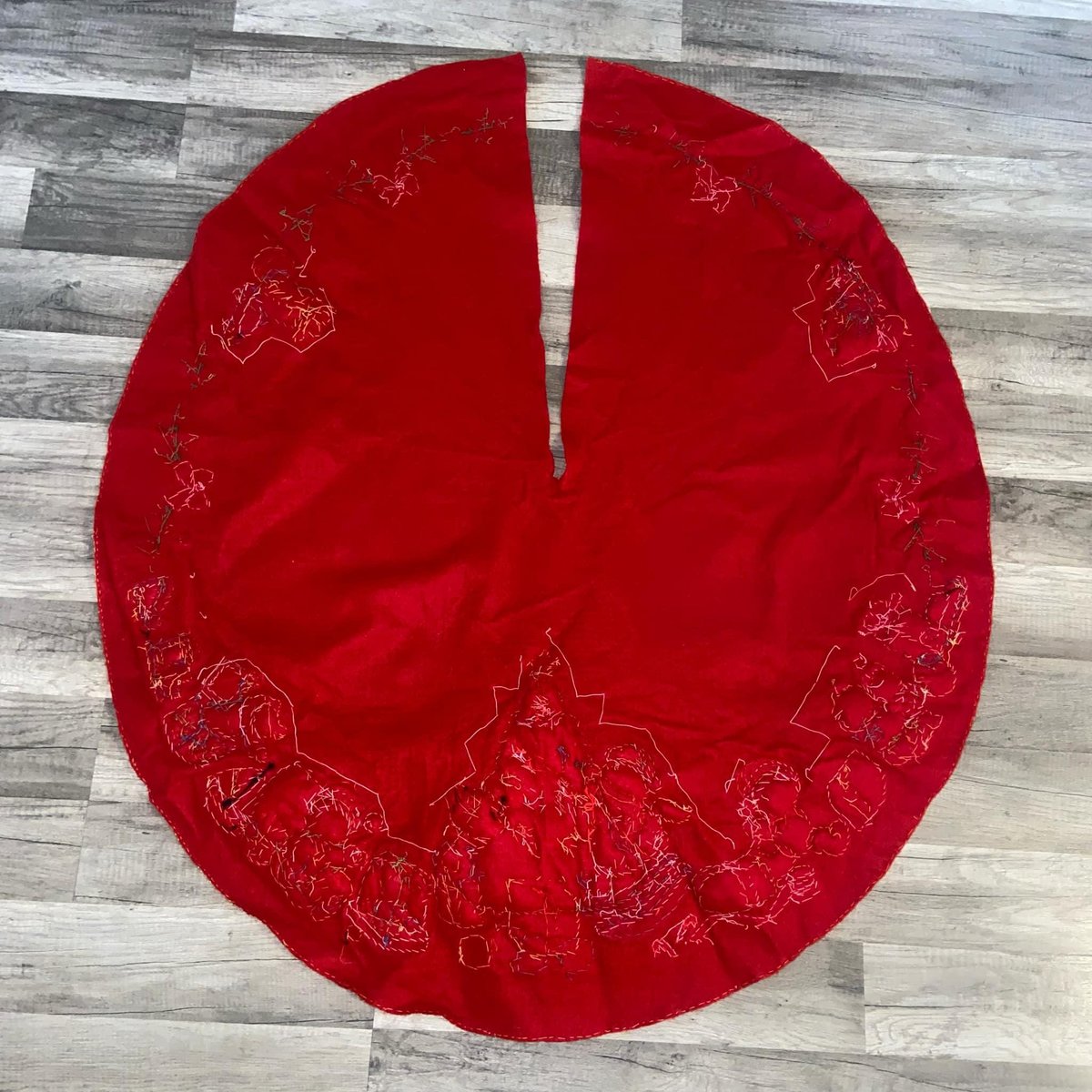 Handmade Vintage Tree Skirt, Finished Bucilla TEDDY BEARS Tree Skirt, Table Cover #83136 Handmade Tree Rocking Horse Toys Noel