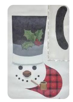 Christmas Stocking New Rare LIZ Handpainted Vintage Snowman with Top Hat Pipe Needlepoint Christmas Stocking Canvas Decor Signed Canvas