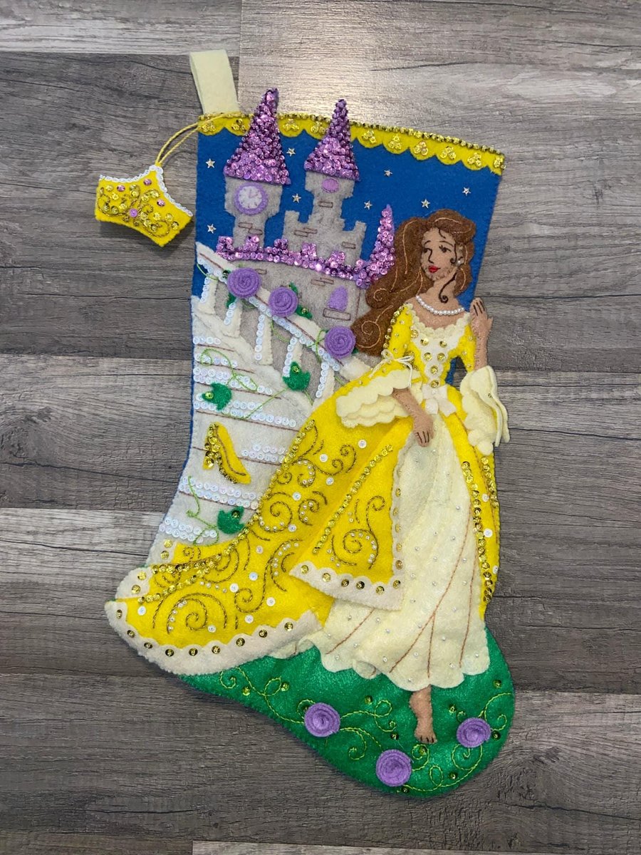 New Christmas Stocking, Finished Bucilla Kit, Handmade THE GLASS SLIPPER, Holiday Stockings #89255E Stockings with Name